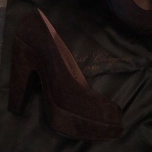 Robert Clergerie brown suede platform shoes